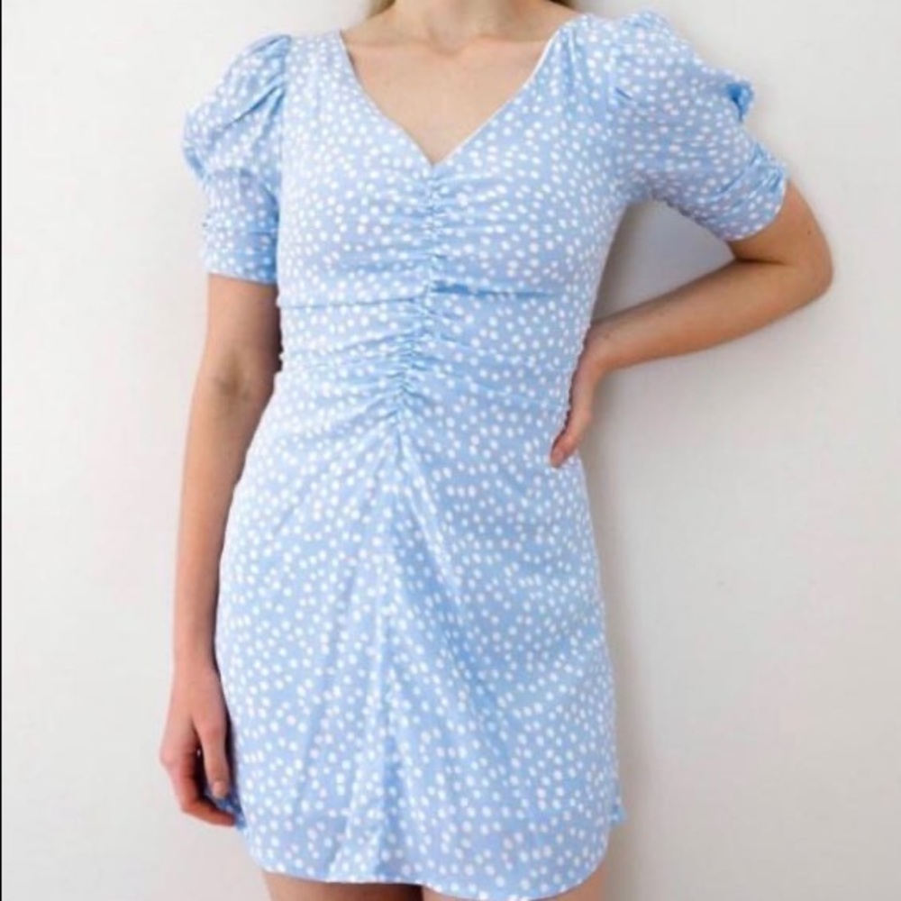 ZARA BLUE POLKA DOT MINI DRESS
